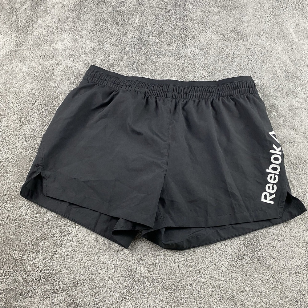 Reebok Athletic Shorts Womens Size Medium Black Logo‎ Elastic Waist NWT